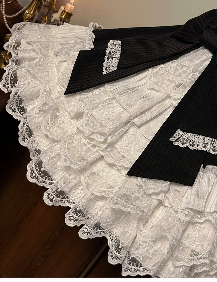 Alice Girl~Arrogant Miss~Sweet Lolita Jumper Dress with Tiered Lace Dress