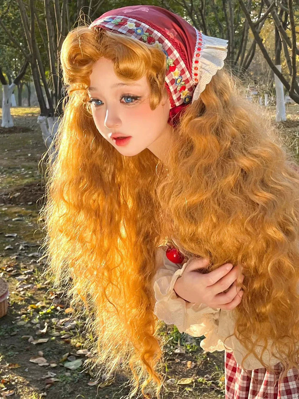 Mabuxi~Princess Diary~Golden Brown Lolita Wig Sheep Curls Long Romantic Wig