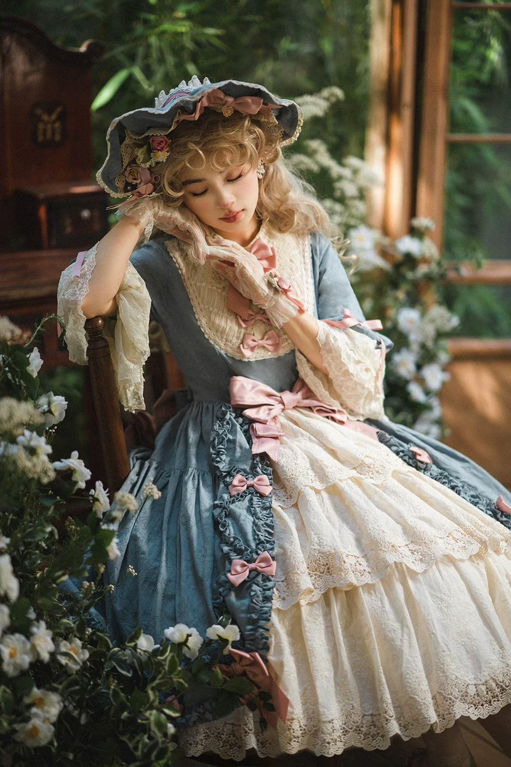 Miss Point~Lilyka Garden~Classic Lolita OP Dress Elegant Floral Wall Princess Sleeve