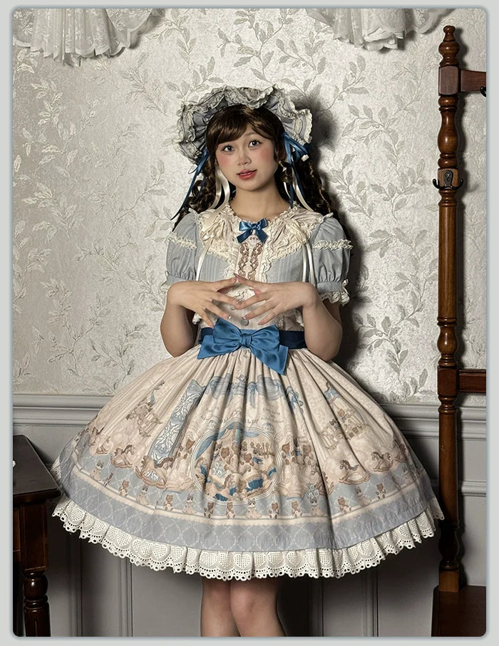Alice Girl~Sea Salt Fairytale~Sweet Doll-like Lolita OP Animal Printed Lolita Dress