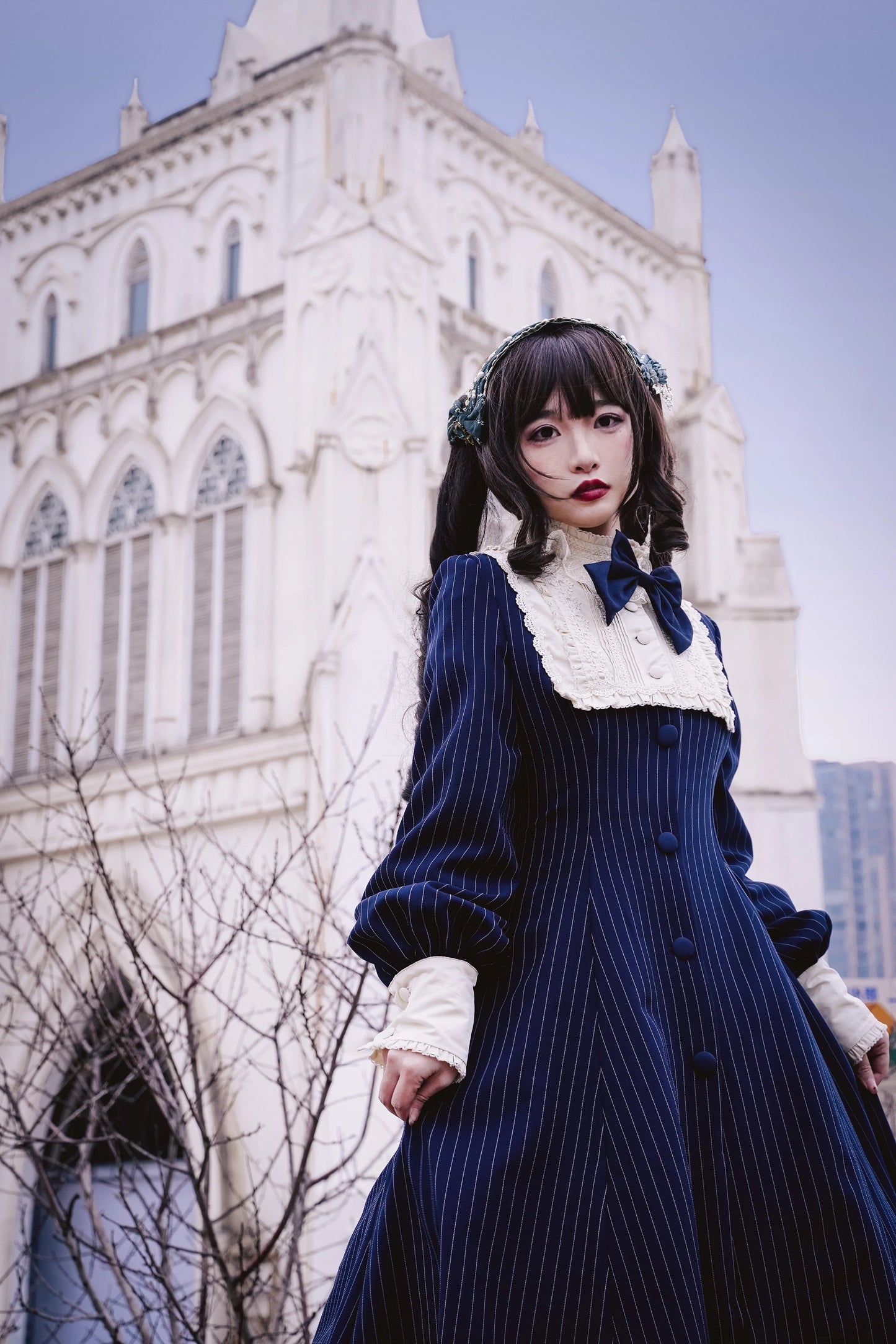 Strawberry Witch~Daily Lolita Coat Sherlock Style Lolita Coat Striped OP