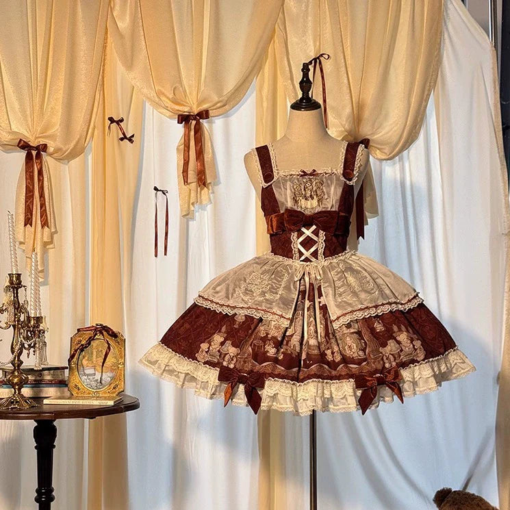 Alice Girl~Bear Castle~Sweet Lolita Dress Natural Waist JSK