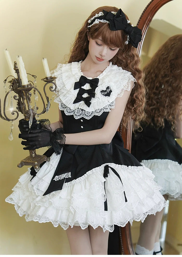 Alice Girl~Arrogant Miss~Sweet Lolita Jumper Dress with Tiered Lace Dress