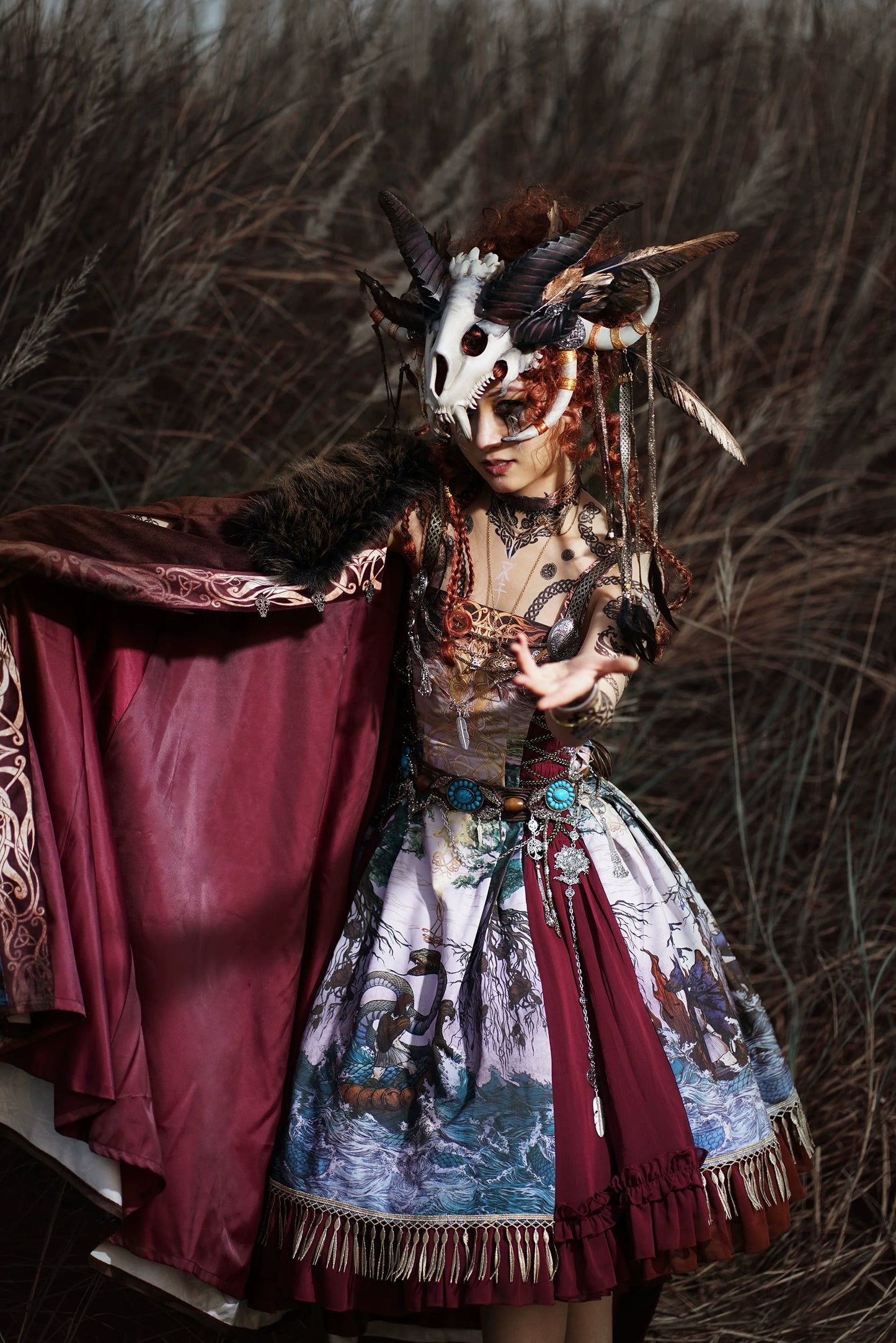 (BFM)FunCcino~Ragnarok~Nordic Style Loki Lolita JSK SK Dress