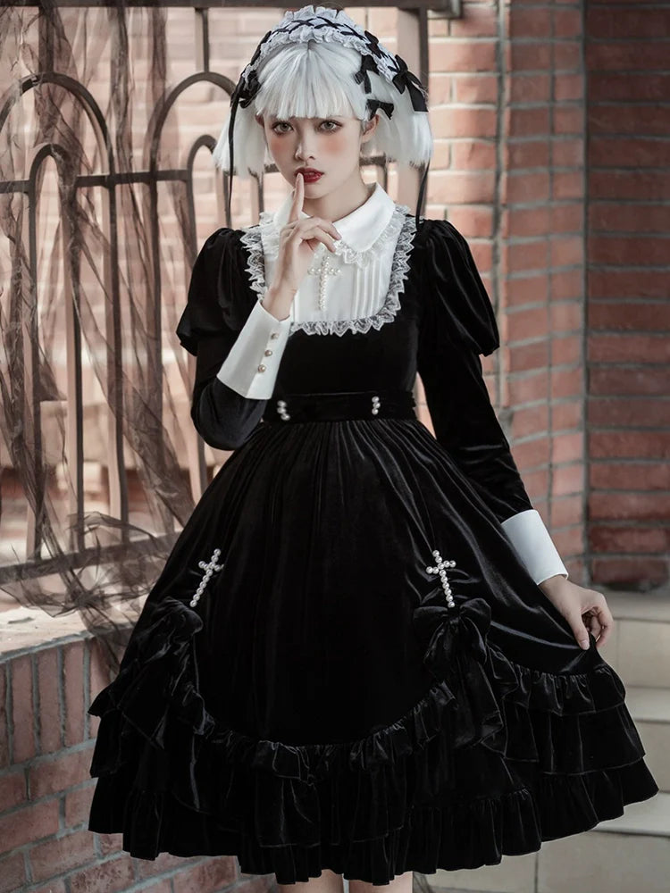 Sweet Date~Halloween Gothic Lolita OP Dress Princess Winter Dress