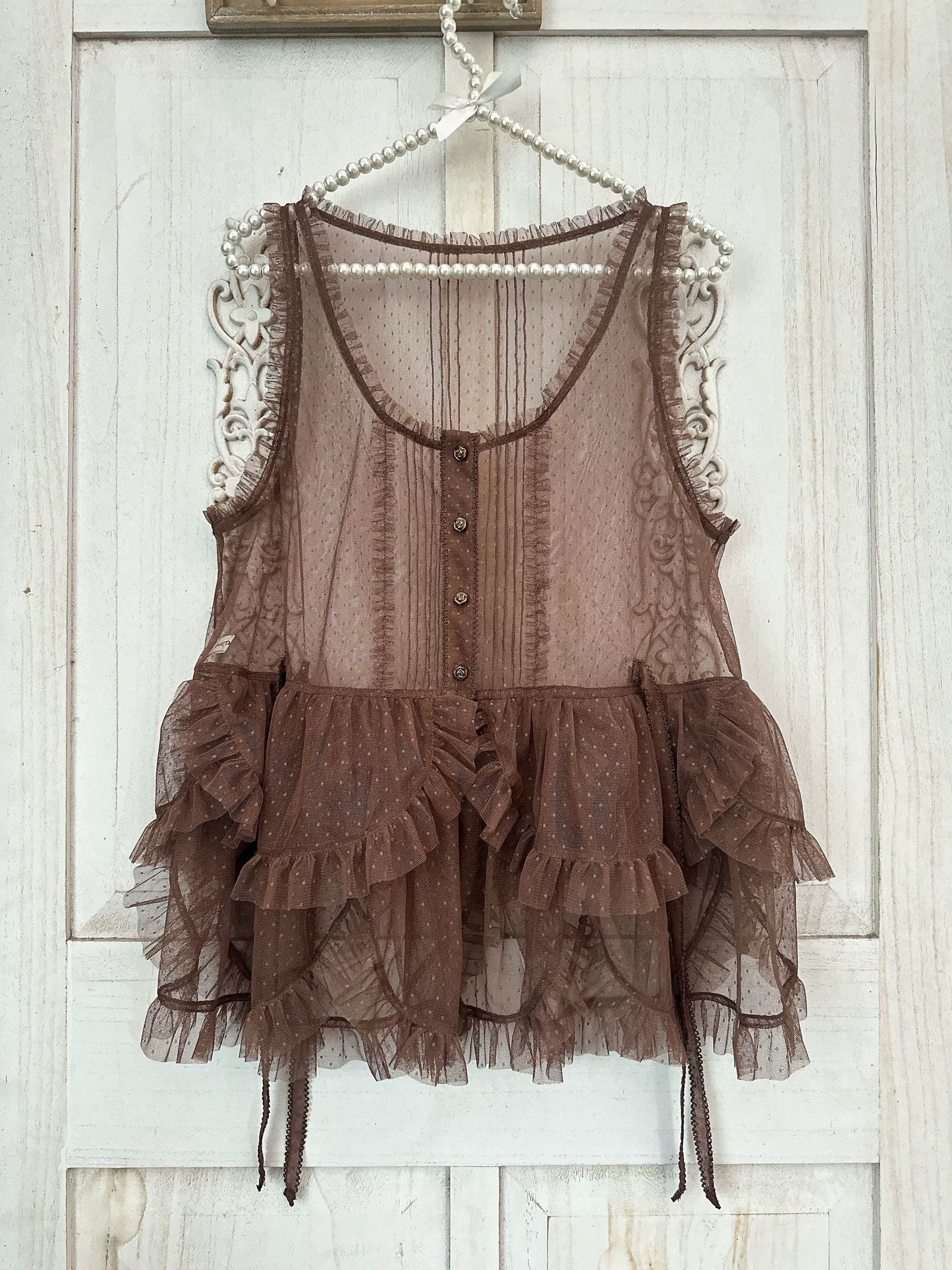 Sweet Dreamer~Antique Wall~Classic Vintage Lolita Vest Tulle Polka Dot Vest