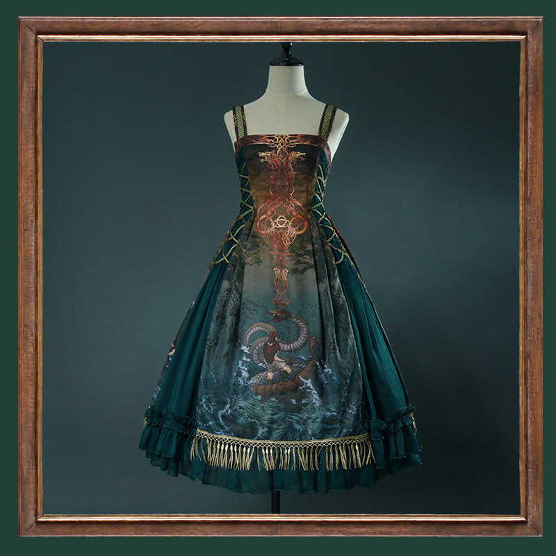 (BFM)FunCcino~Ragnarok~Nordic Style Loki Lolita JSK SK Dress