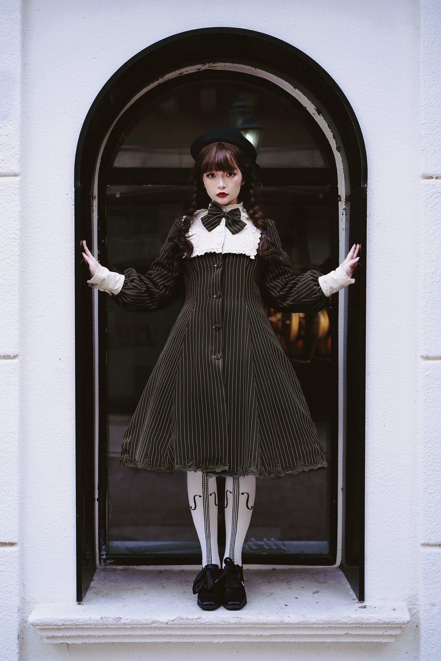 Strawberry Witch~Daily Lolita Coat Sherlock Style Lolita Coat Striped OP