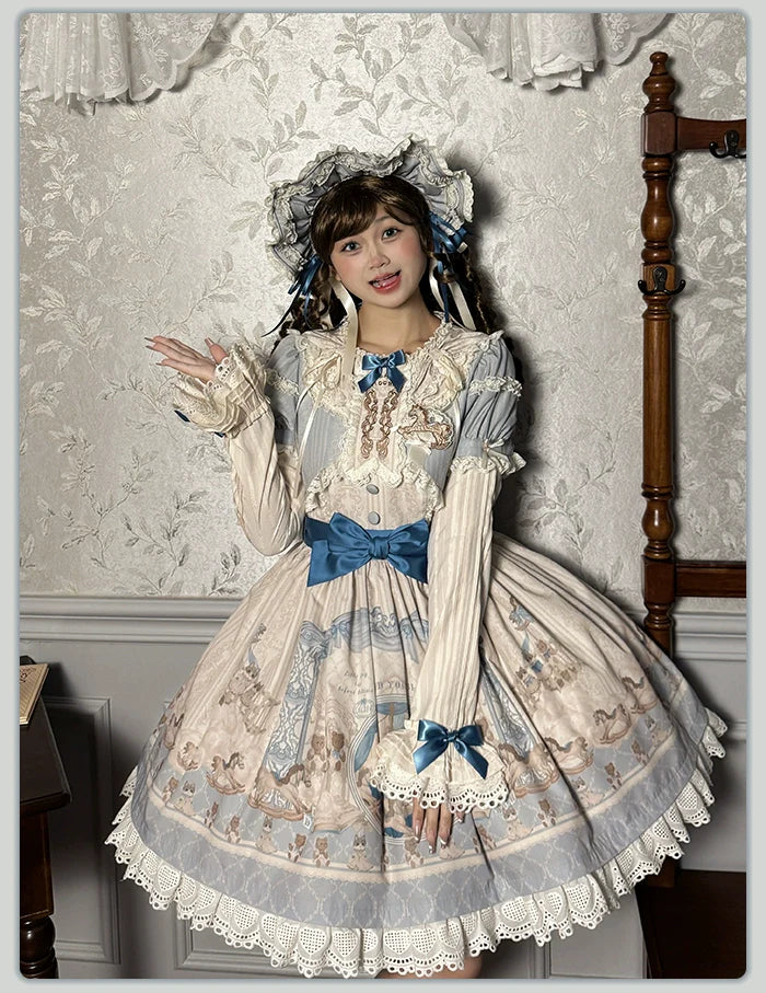 Alice Girl~Sea Salt Fairytale~Sweet Doll-like Lolita OP Animal Printed Lolita Dress