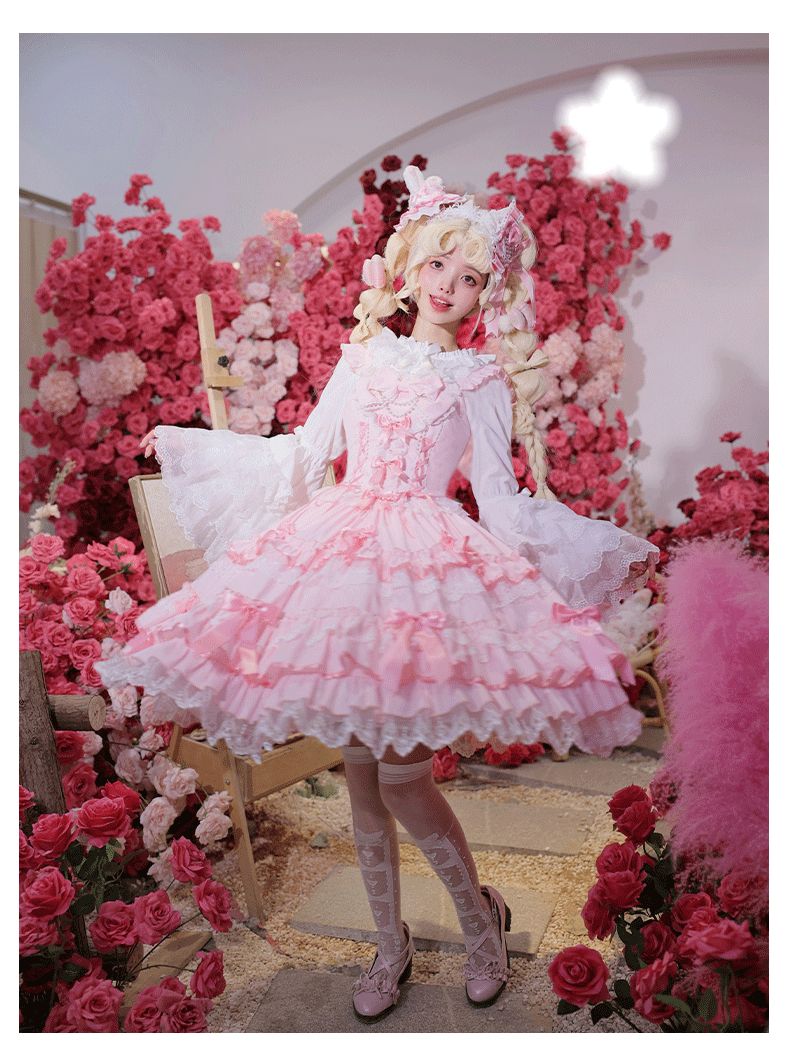 ZhiJinYuan~Love Notebook~Old School Lolita JSK Vintage Doll Tiered Dress