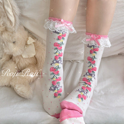 Roji Roji~Autumn Sweet Lolita Cotton Thigh-high Socks