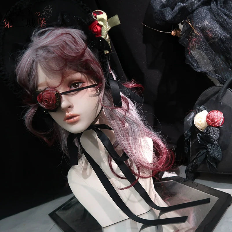 CastleToo~Moonlit Blooms~Gothic Lolita Wig Gradient Wine Red Texturizing Lolita Wig
