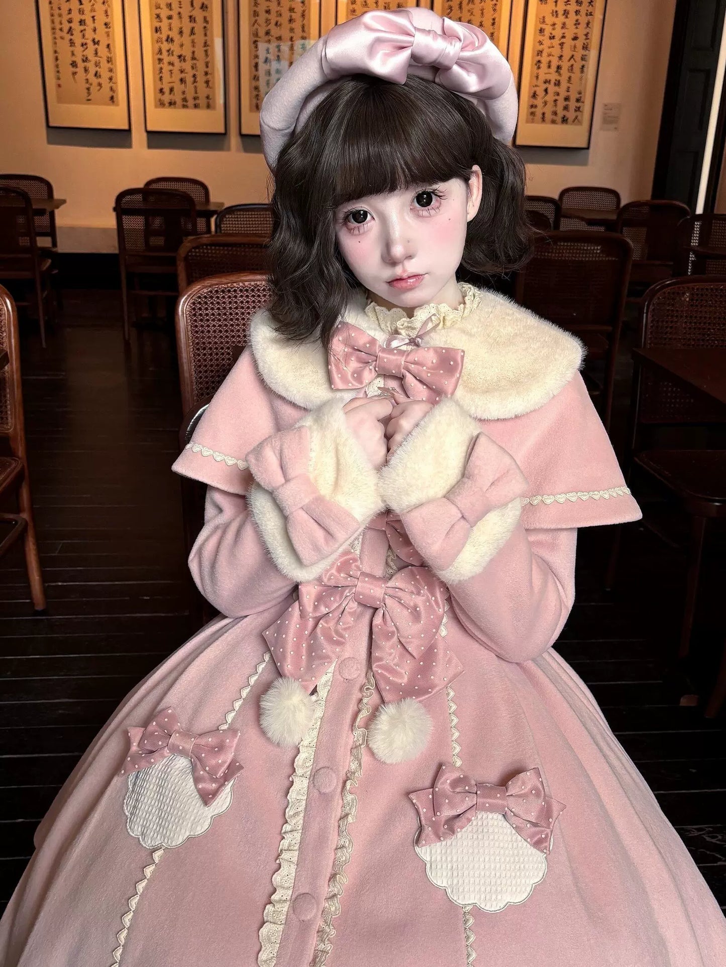 Sakurahime~Sweet Cookie~Sweet Lolita Coat Detachable Cape Pastel Outwear