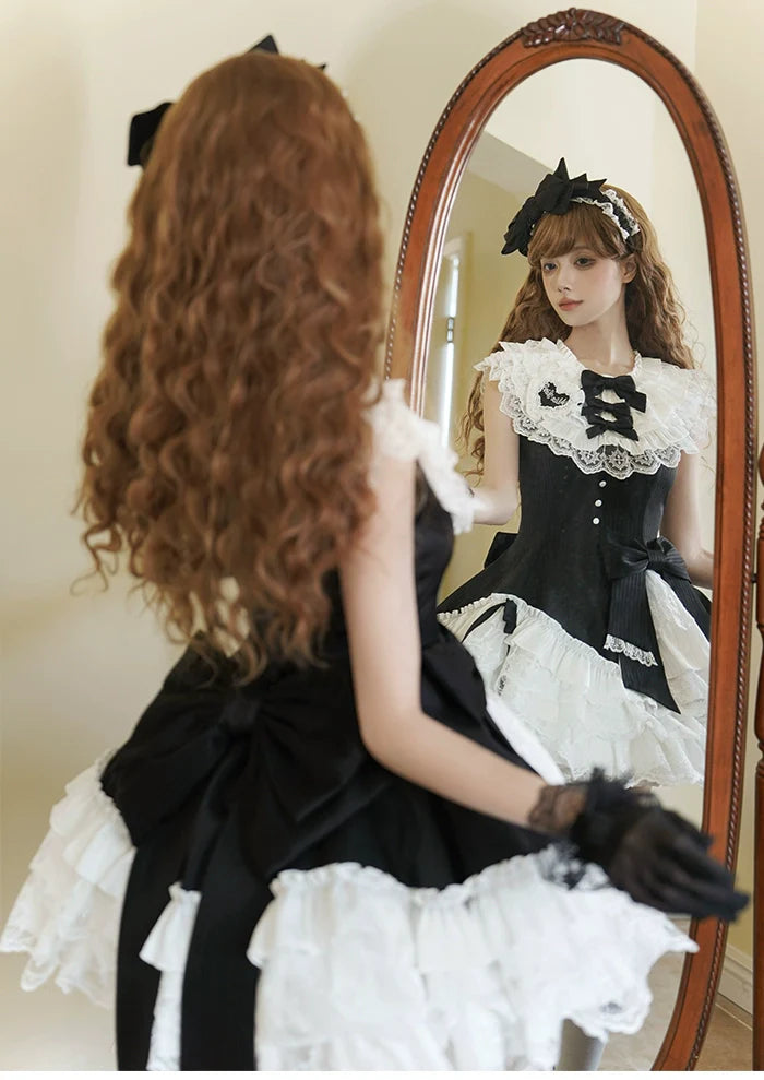 Alice Girl~Arrogant Miss~Sweet Lolita Jumper Dress with Tiered Lace Dress