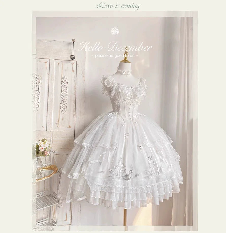 Mieye~Elegant Lolita JSK Flounce Hemline Multicolors