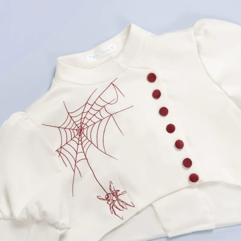 With PUJI~Enigmatic Night Poem~Halloween Gothic Lolita Fishbone Bustier Dress Embroidered Coat