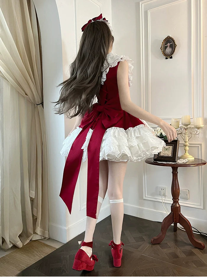 Alice Girl~Arrogant Miss~Sweet Lolita Jumper Dress with Tiered Lace Dress