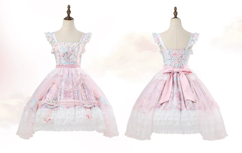 Urtto~Pegasus Park~Sweet Lolita JSK Dress Dual Color Princess Lolita Dress Set