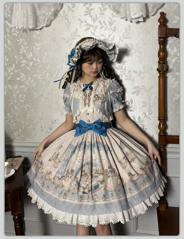 Alice Girl~Sea Salt Fairytale~Sweet Doll-like Lolita OP Animal Printed Lolita Dress