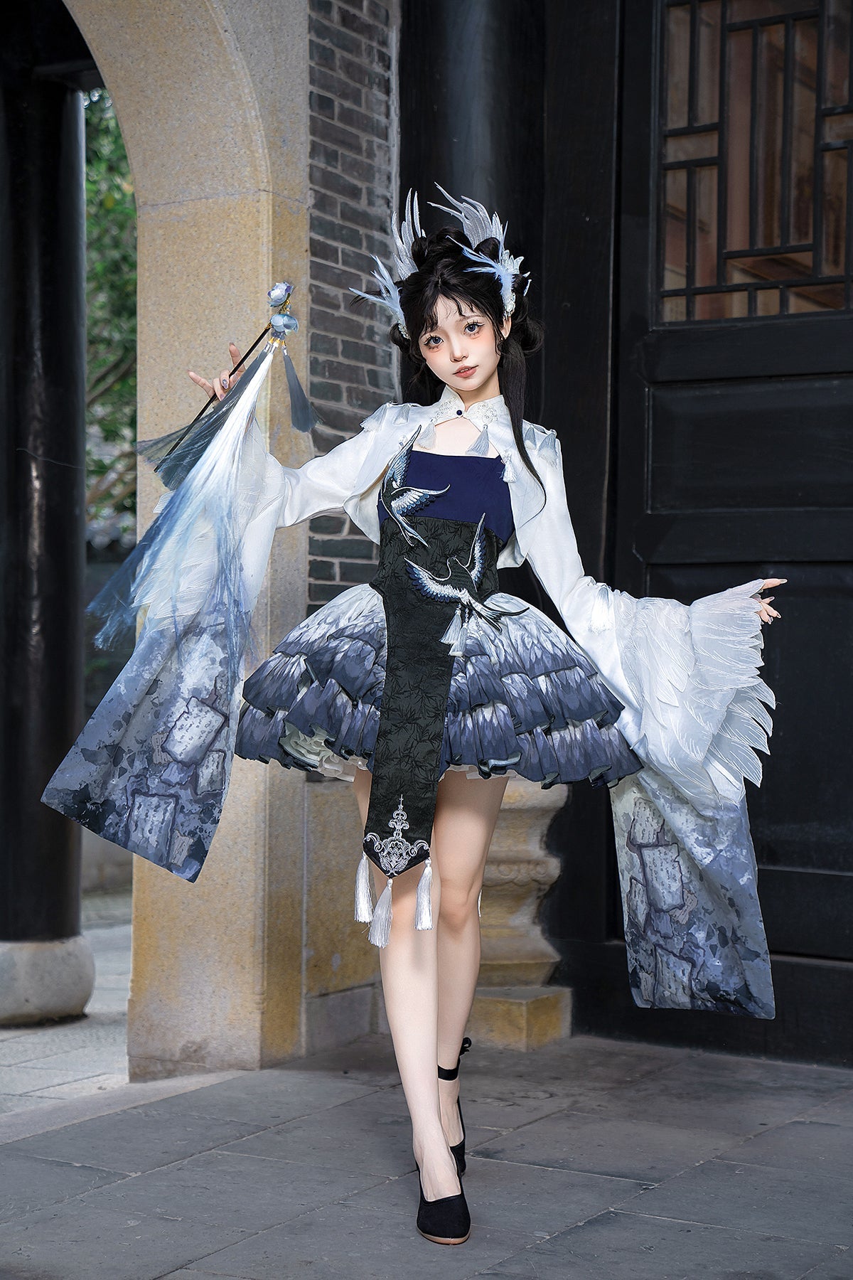 Letters from Unknown Star~Blue Feather Sparrow~Qi Lolita JSK Set with Bolero