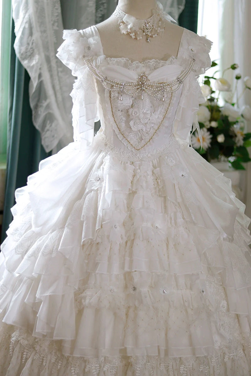 One Night~Dolores~Wedding White Lolita Dress Princess Bridal OP