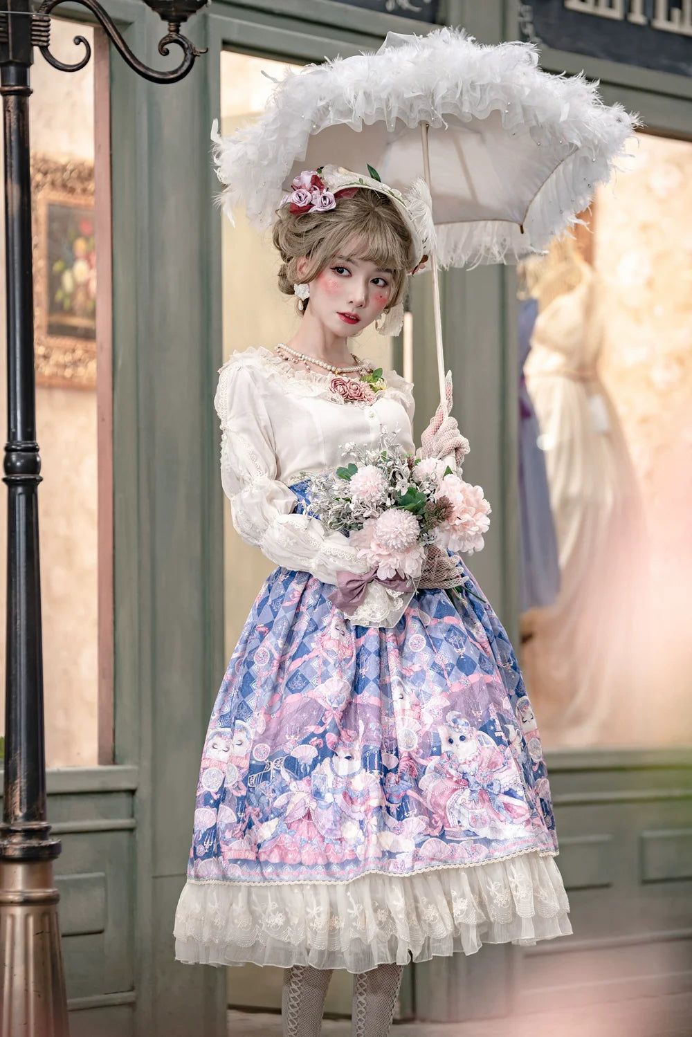 Miss Point~Elizabeth Meow~Classic Lolita Blouse Lotus Root Sleeve Lolita Shirt