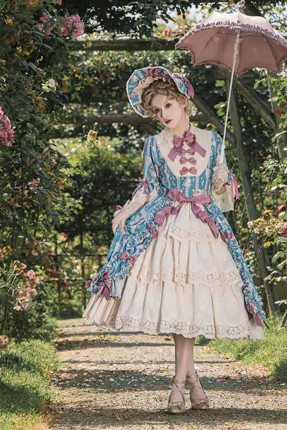 Miss Point~Lilyka Garden~Classic Lolita OP Dress Elegant Floral Wall Princess Sleeve