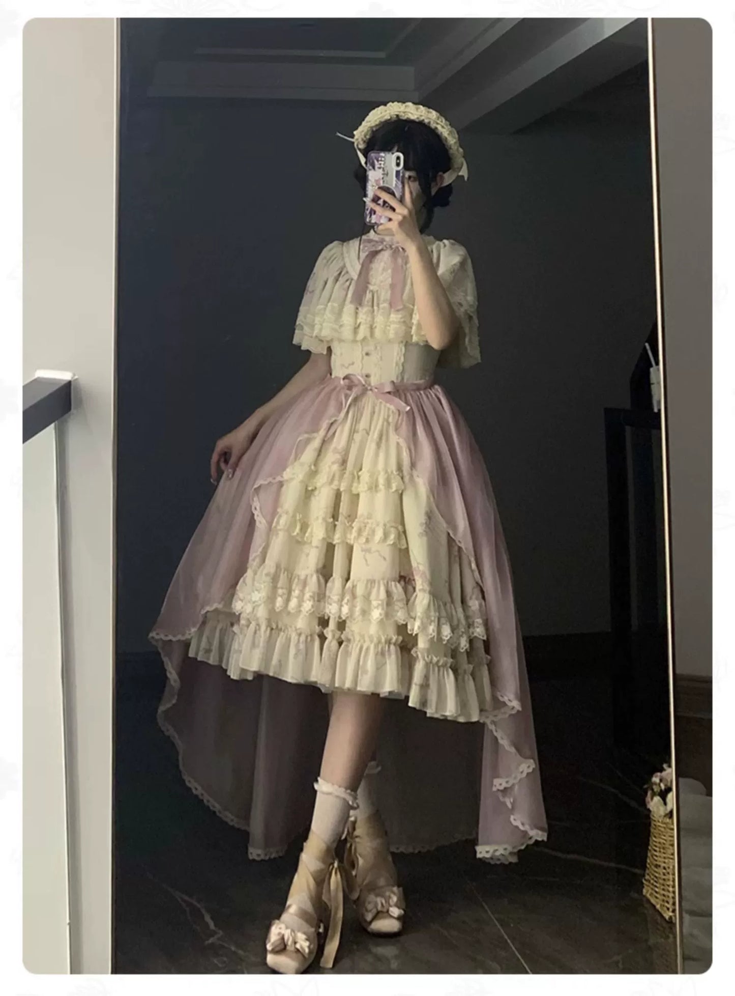 With PUJI~Nanke~Classic Lolita OP Dress Outfit with Edwardian Collar