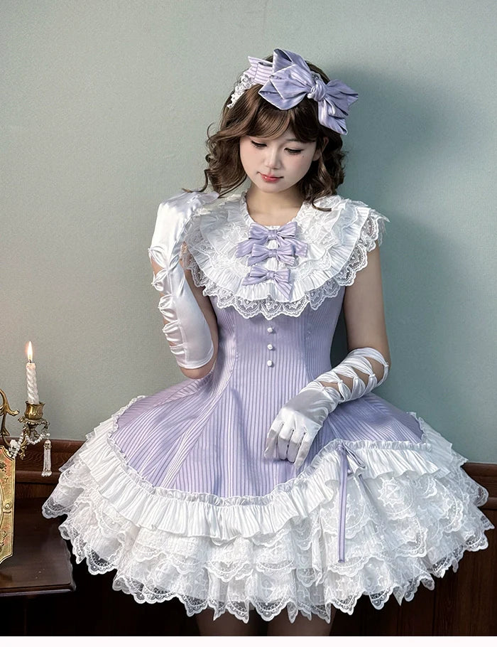 Alice Girl~Arrogant Miss~Sweet Lolita Jumper Dress with Tiered Lace Dress