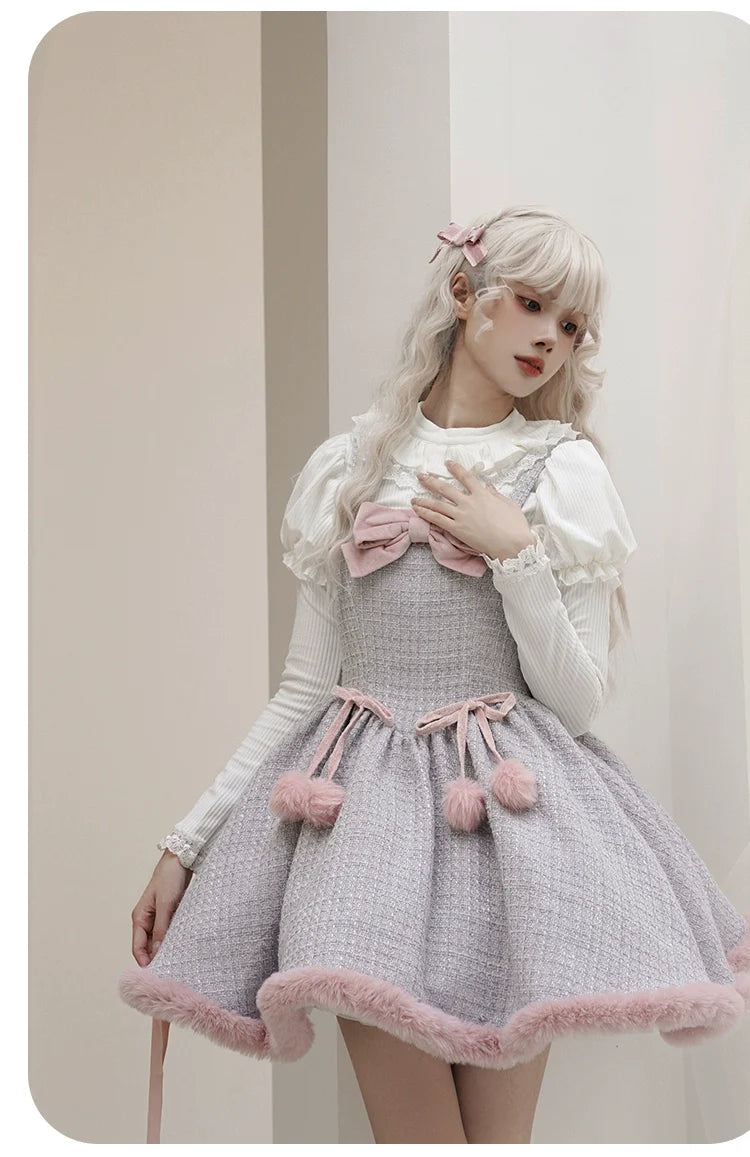 With PUJI~Winter Love Song~Winter Sweet Lolita JSK Suit Plush Cape