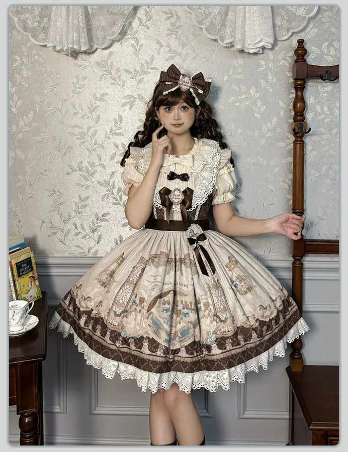 Alice Girl~Sea Salt Fairytale~Sweet Lolita JSK Doll-like Lolita Printed Dress