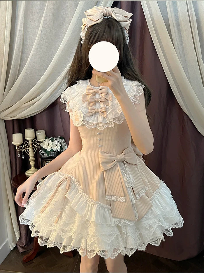 Alice Girl~Arrogant Miss~Sweet Lolita Jumper Dress with Tiered Lace Dress