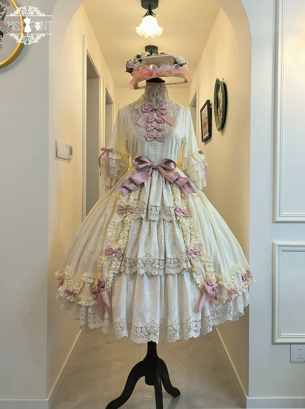 Miss Point~Lilyka Garden~Classic Lolita OP Dress Elegant Floral Wall Princess Sleeve