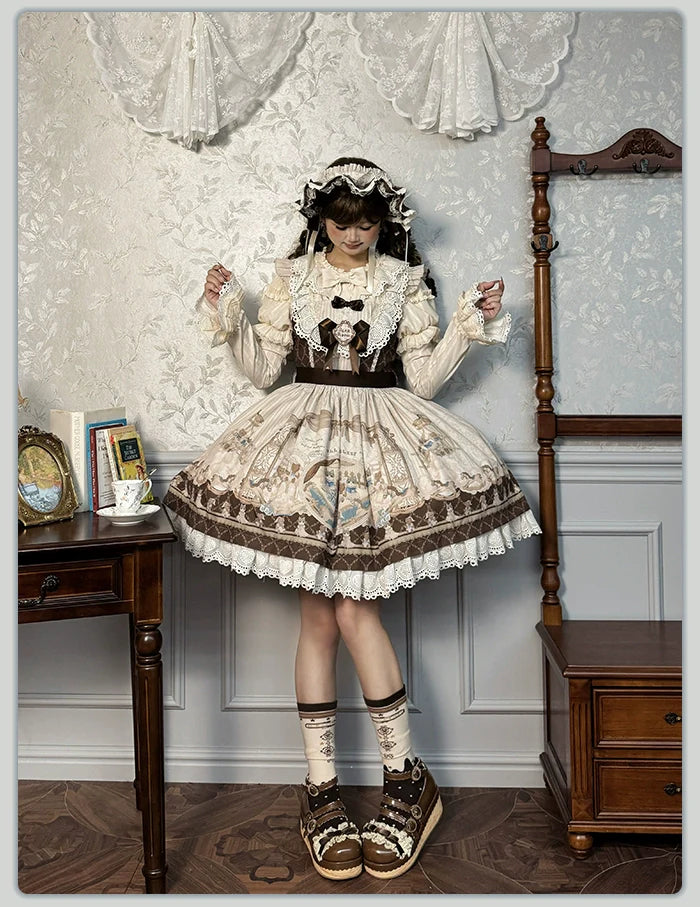Alice Girl~Sea Salt Fairytale~Sweet Lolita JSK Doll-like Lolita Printed Dress