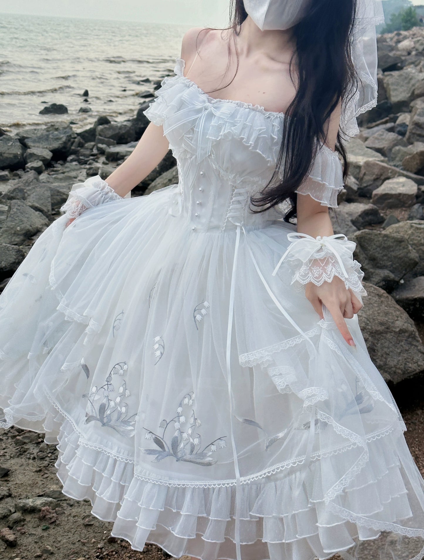Mieye~Elegant Lolita JSK Flounce Hemline Multicolors