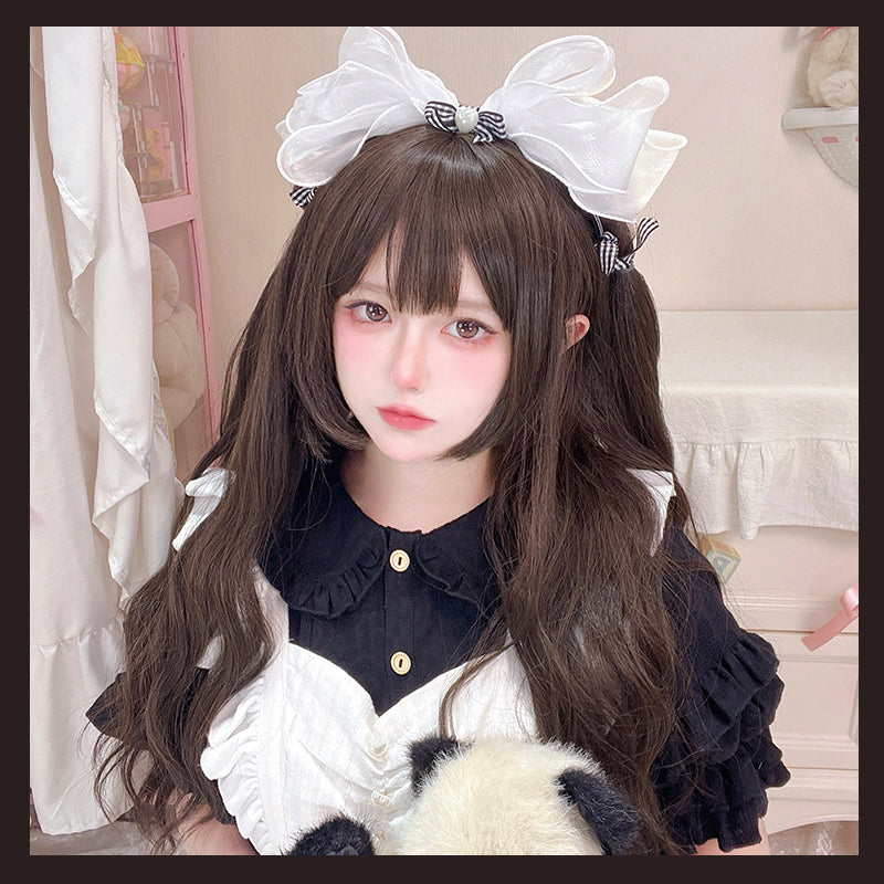 Sinwavy~Praying Meow~Kawaii Lolita Wig Long Curly Hair Wig Cold Brown