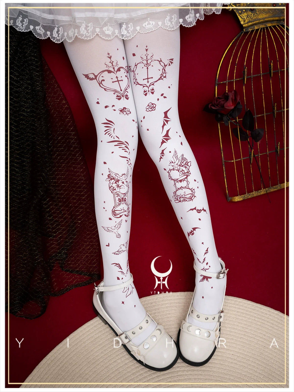 Yidhra~Angel&Devil~Gothic Lolita Pantyhose Printed Goth Tights