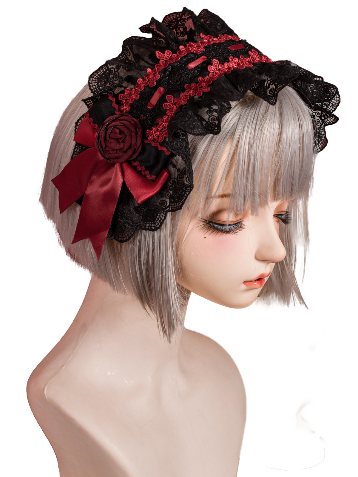 OCELOT~Gothic Lolita Headband Black Red Rose Lolita Hairband