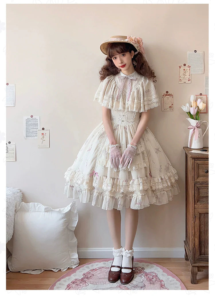 With PUJI~Nanke~Classic Lolita OP Dress Outfit with Edwardian Collar