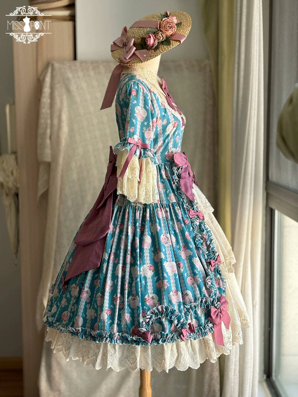 Miss Point~Lilyka Garden~Classic Lolita OP Dress Elegant Floral Wall Princess Sleeve