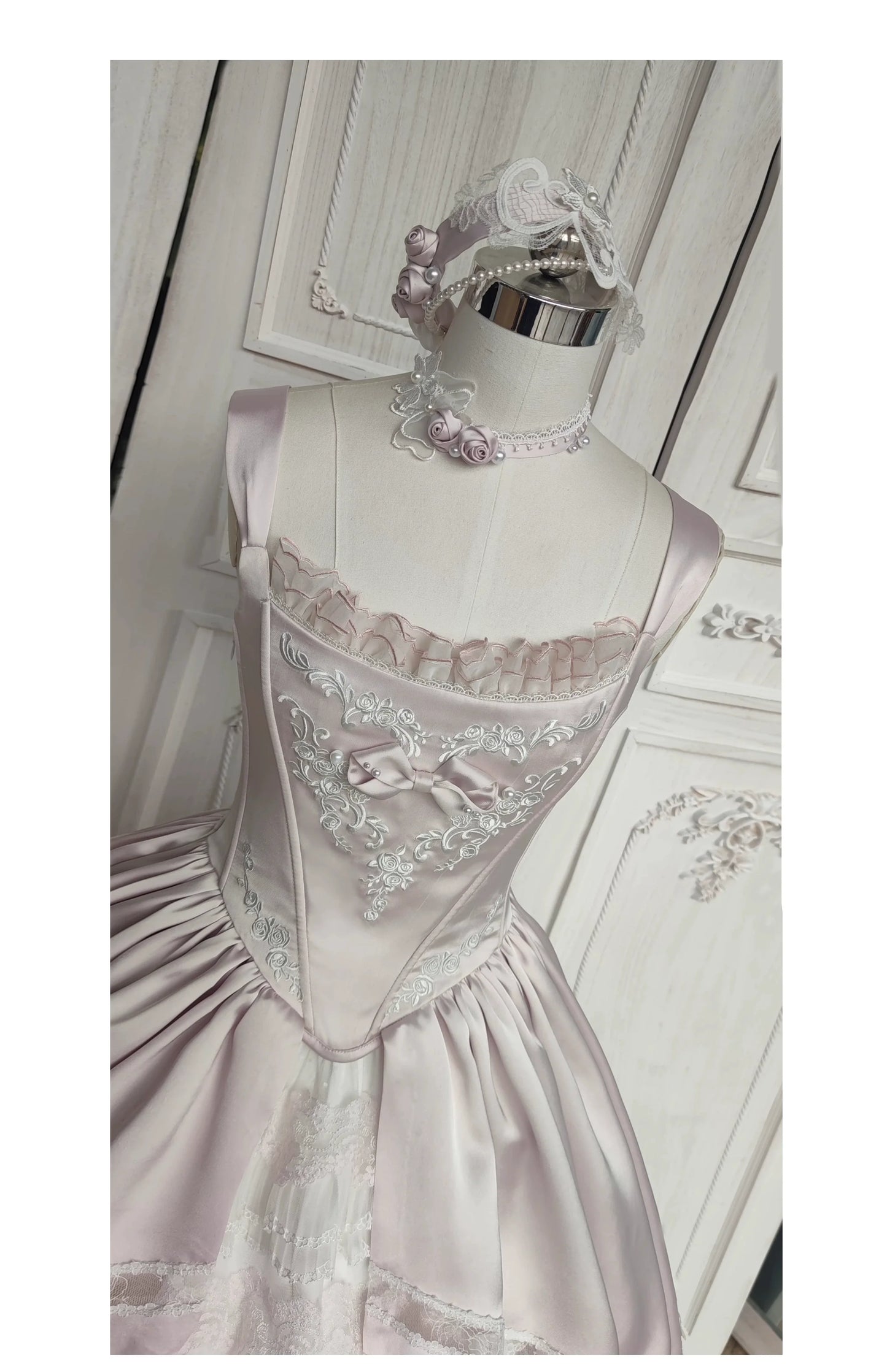 Garden Cat~Rose Promise~Classic Lolita JSK Embroidery Jumper Dress Built-in Fishbone