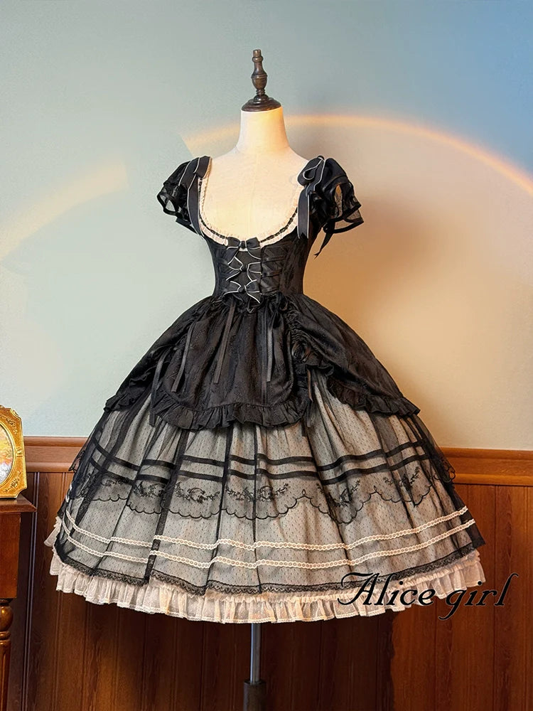Alice girl~Yesterday Morning Mist~Classic Lolita JSK Elegant Low-cut Lolita Dress