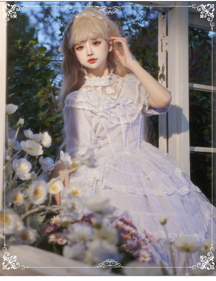 Eieyomi~Iris Love~Classic Lolita OP Princess Lolita Puff Dress and Veil