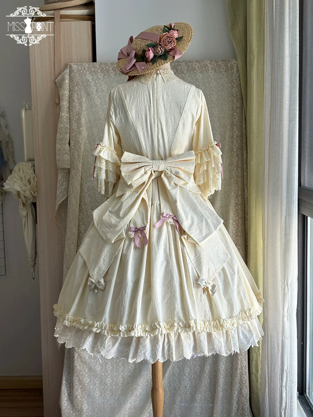 Miss Point~Lilyka Garden~Classic Lolita OP Dress Elegant Floral Wall Princess Sleeve