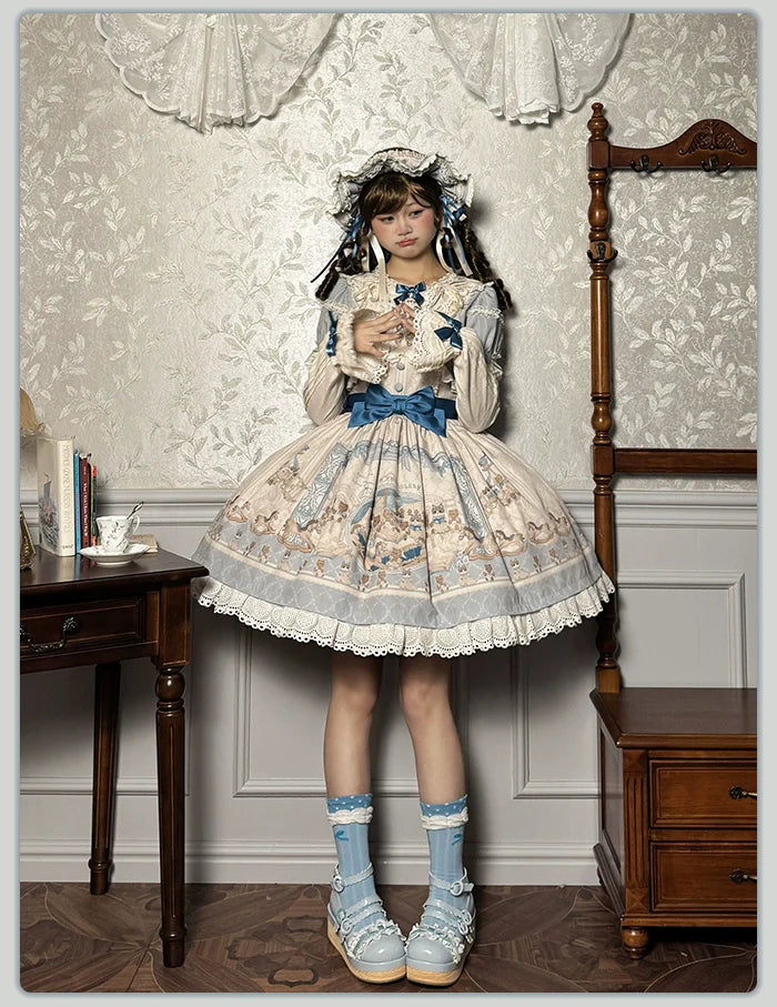 Alice Girl~Sea Salt Fairytale~Sweet Doll-like Lolita OP Animal Printed Lolita Dress