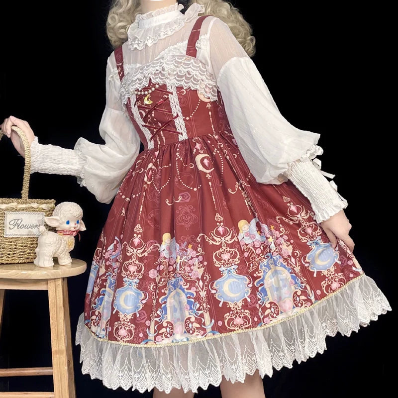 DMFS Lolita~Sweet Lolita Shirt Mutton Sleeves Chiffon Lolita Innerwear