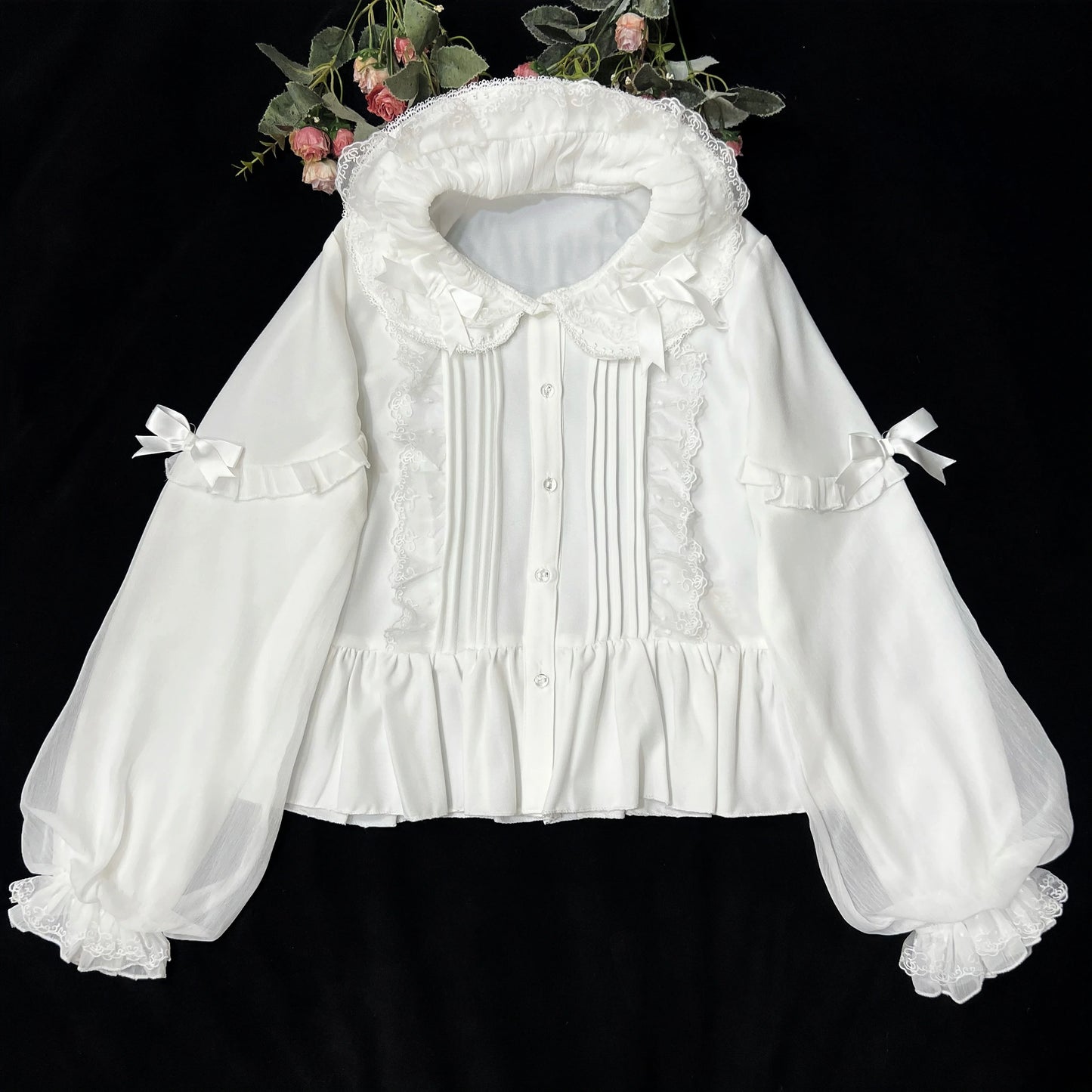 DMFS Lolita~Sweet Lolita Blouse Double-layered Puff Sleeves Lolita Shirt