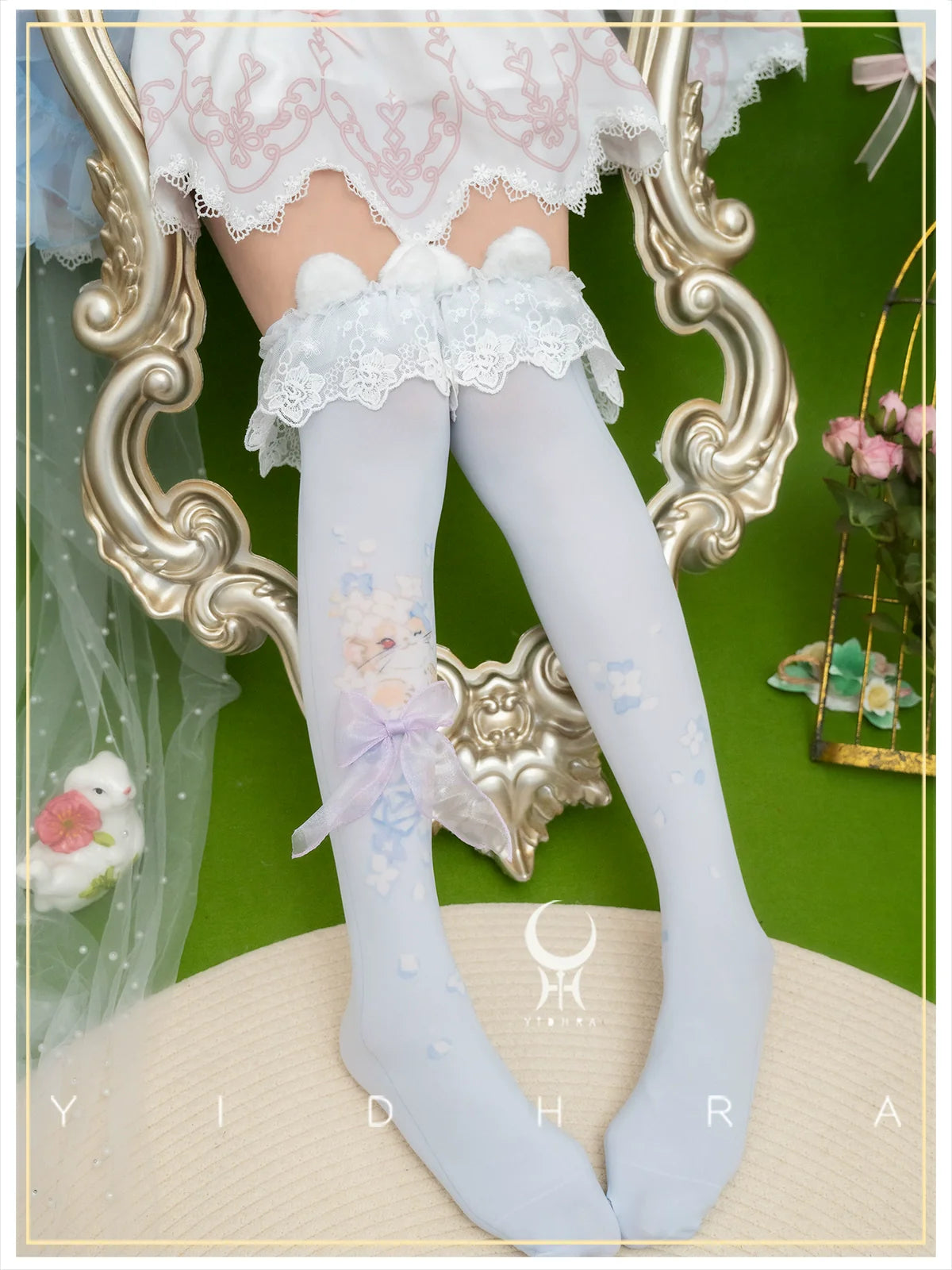 Yidhra~Animal Garden~Kawaii Lolita Calf Socks Cat Rabbit Print Stockings