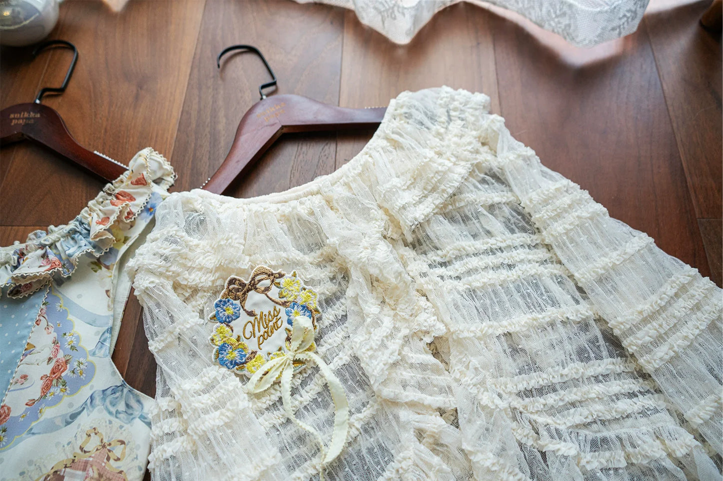 Miss Point~Cat Rose Tea~Sweet Lolita Tulle Cardigan and Long Skirt Overlay