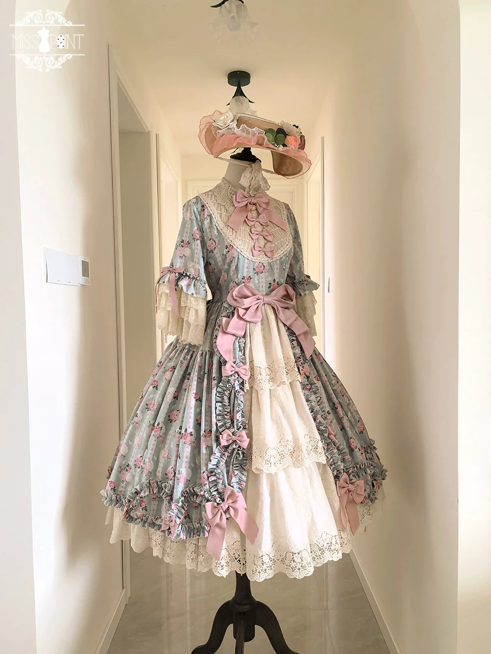 Miss Point~Lilyka Garden~Classic Lolita OP Dress Elegant Floral Wall Princess Sleeve